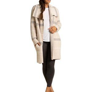 BAREFOOT DREAMS CozyChic Windowpane Plush Drape Front Cardigan Size S